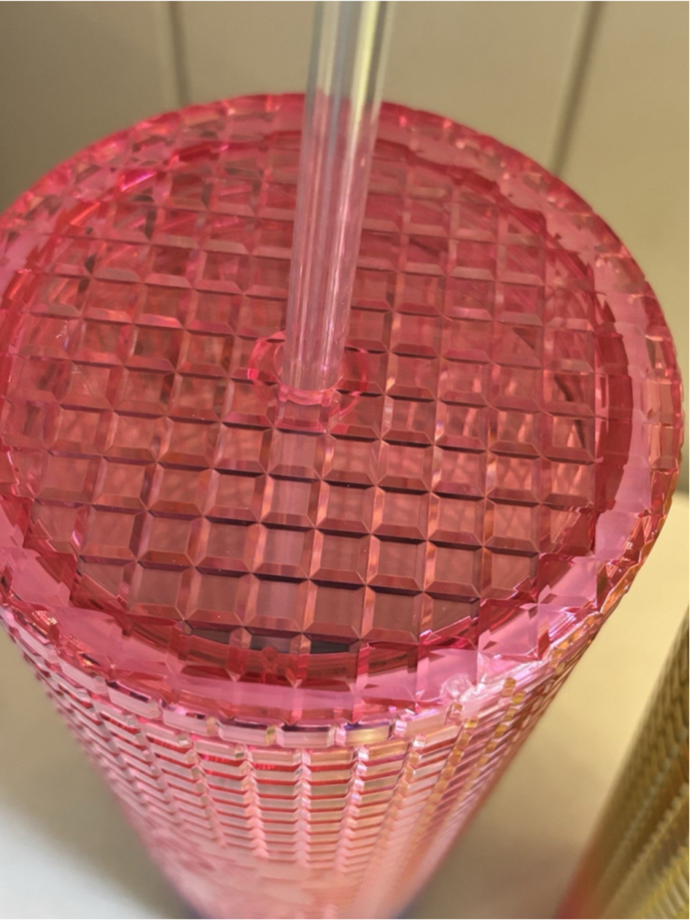 Lot (3) Starbucks Tumbler 24 oz Venti Iridescent Ombré Grid Vibrant Pink Green + - Picture 12 of 12